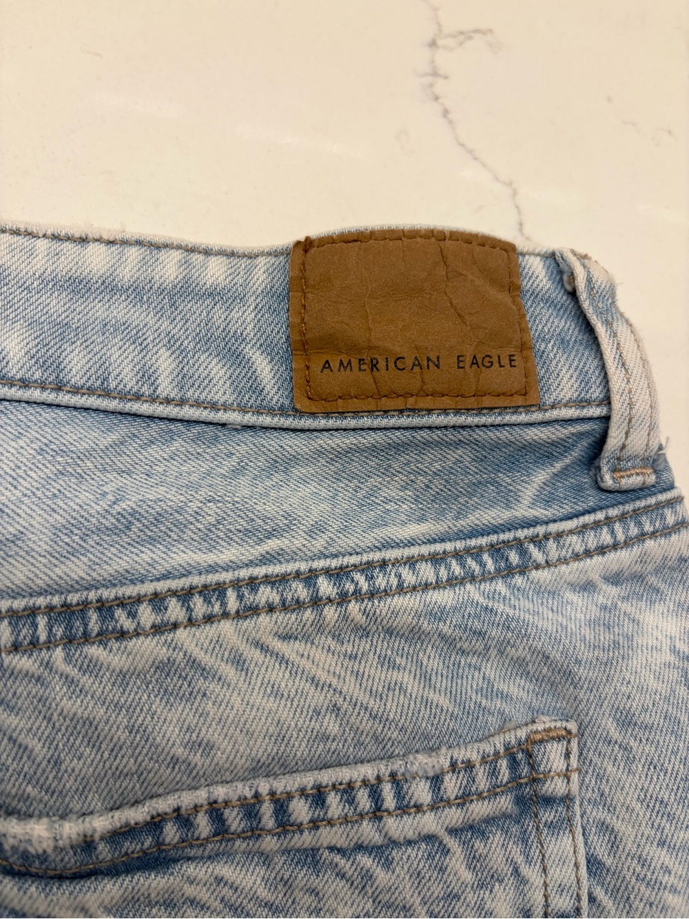 American Eagle Outfitters Women's Light Blue Distressed Denim Shorts - Picture 3 of 12